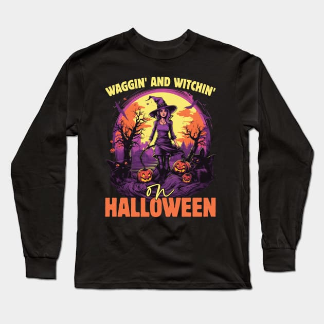 Creepin' It Real with Dog Witches Long Sleeve T-Shirt by Rosemat